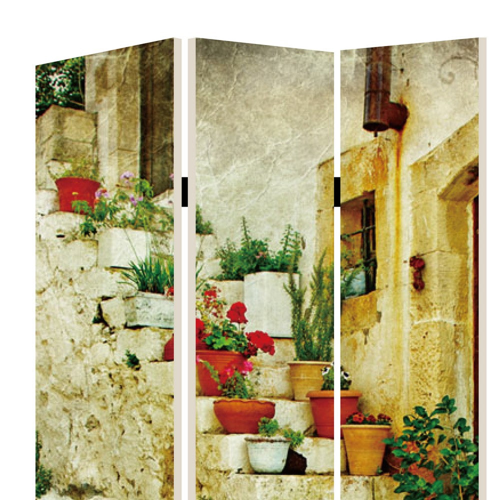 Foldable 3 Panel Canvas Screen with Spanish Tidings Print, Multicolor - BM205402