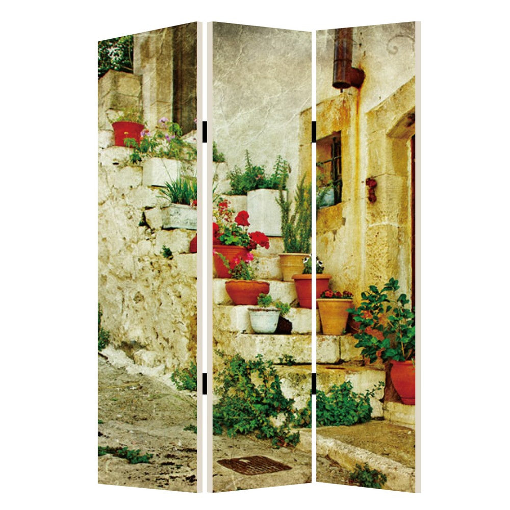 Foldable 3 Panel Canvas Screen with Spanish Tidings Print, Multicolor - BM205402