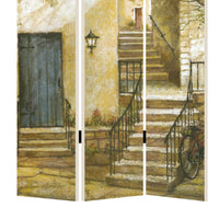 Foldable 3 Panel Canvas Screen with Europe Promenade Print, Multicolor - BM205403