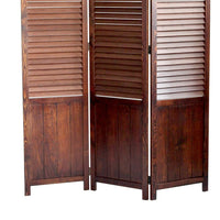 Traditional Foldable Wooden Shutter Screen with 3 Panels, Brown - BM205415