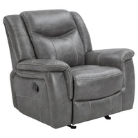 Leatherette Glider Recliner Chair with Stitched Details, Gray  - BM205426