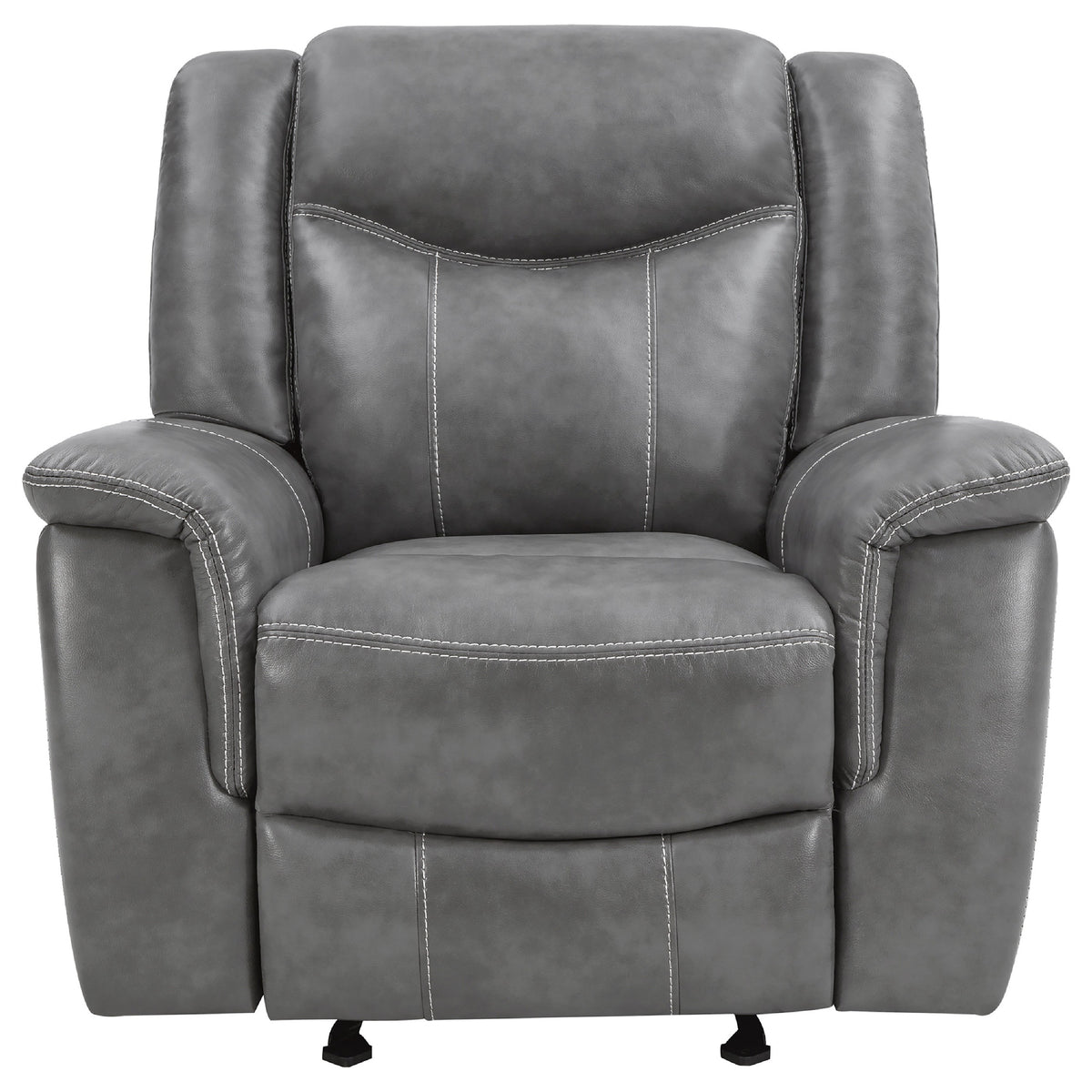 Leatherette Glider Recliner Chair with Stitched Details, Gray  - BM205426