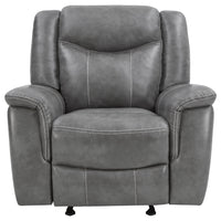 Leatherette Glider Recliner Chair with Stitched Details, Gray  - BM205426