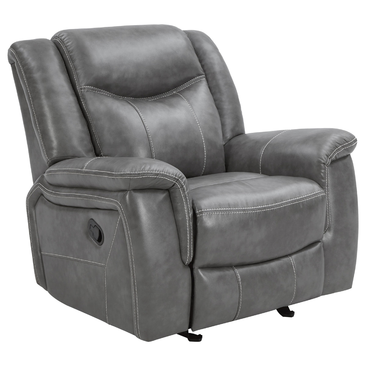 Leatherette Glider Recliner Chair with Stitched Details, Gray  - BM205426