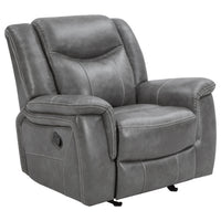 Leatherette Glider Recliner Chair with Stitched Details, Gray  - BM205426