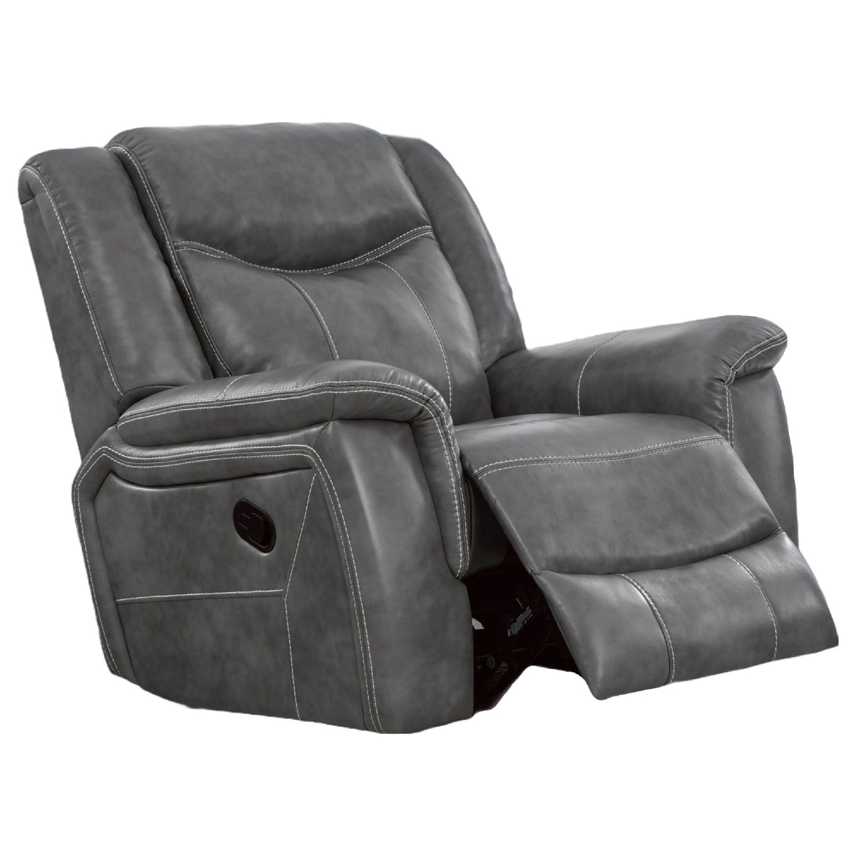 Leatherette Glider Recliner Chair with Stitched Details, Gray  - BM205426
