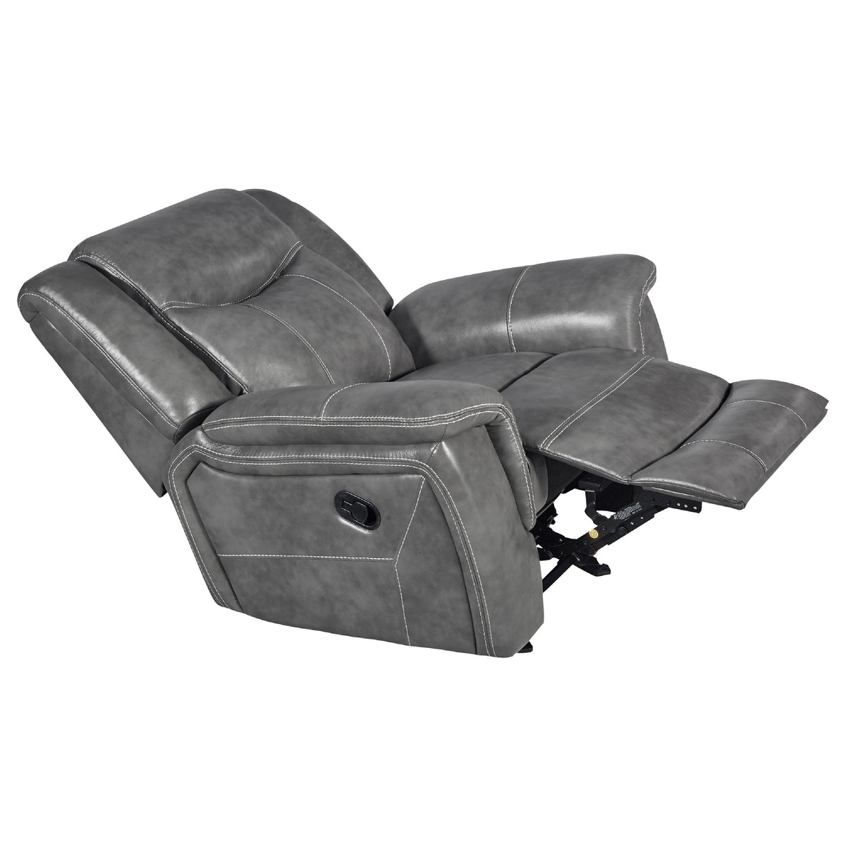 Leatherette Glider Recliner Chair with Stitched Details, Gray  - BM205426