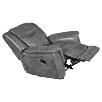 Leatherette Glider Recliner Chair with Stitched Details, Gray  - BM205426
