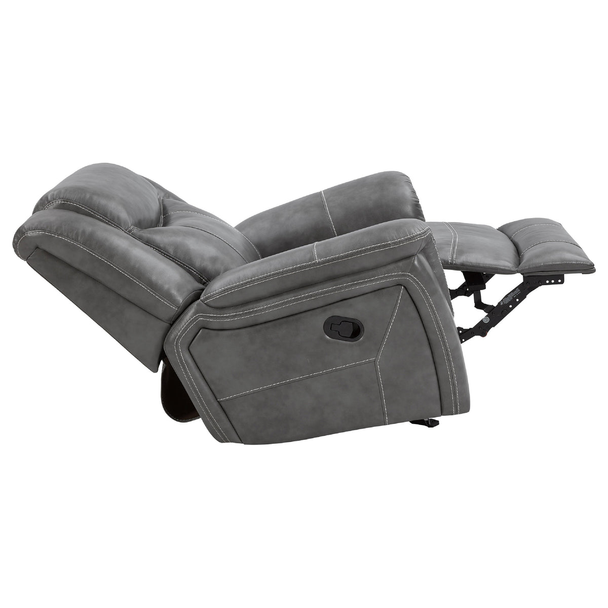 Leatherette Glider Recliner Chair with Stitched Details, Gray  - BM205426
