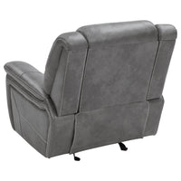 Leatherette Glider Recliner Chair with Stitched Details, Gray  - BM205426