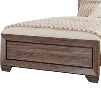 Transitional Style Eastern King Bed with Plank Headboard, Taupe Brown