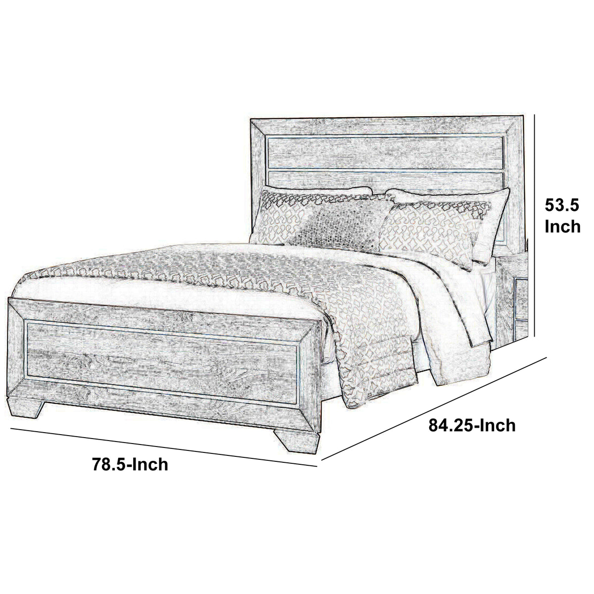 Transitional Style Eastern King Bed with Plank Headboard, Taupe Brown