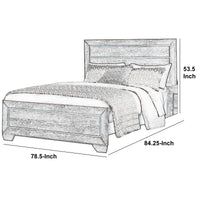 Transitional Style Eastern King Bed with Plank Headboard, Taupe Brown