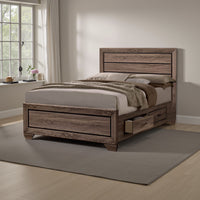 Wooden Queen Size Bed with 4 Spacious Side Rail Drawers, Brown