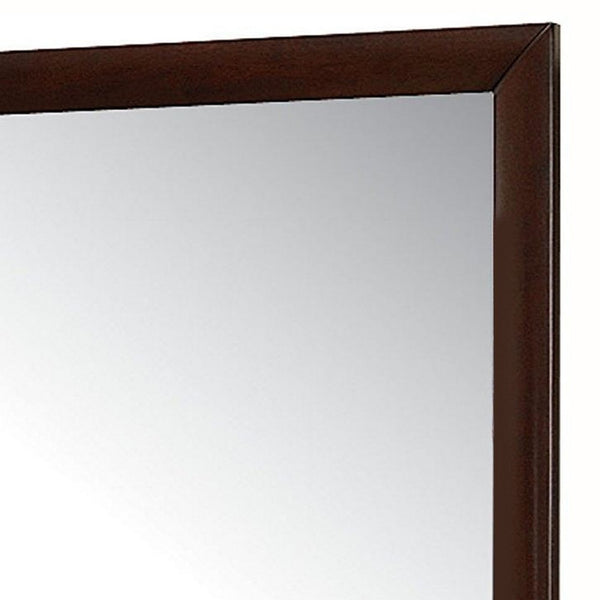 Contemporary Wooden Mirror with Rectangular Shape, Brown and Silver - BM205569