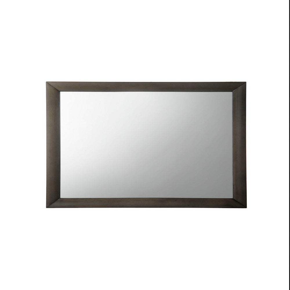 Transition Style Wooden Mirror with Rectangular Shape,Gray and Silver - BM205576
