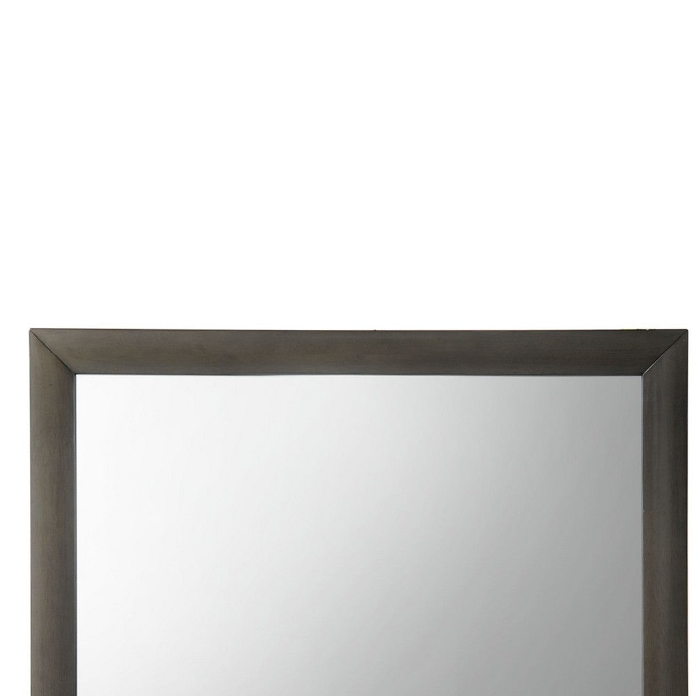 Transition Style Wooden Mirror with Rectangular Shape,Gray and Silver - BM205576