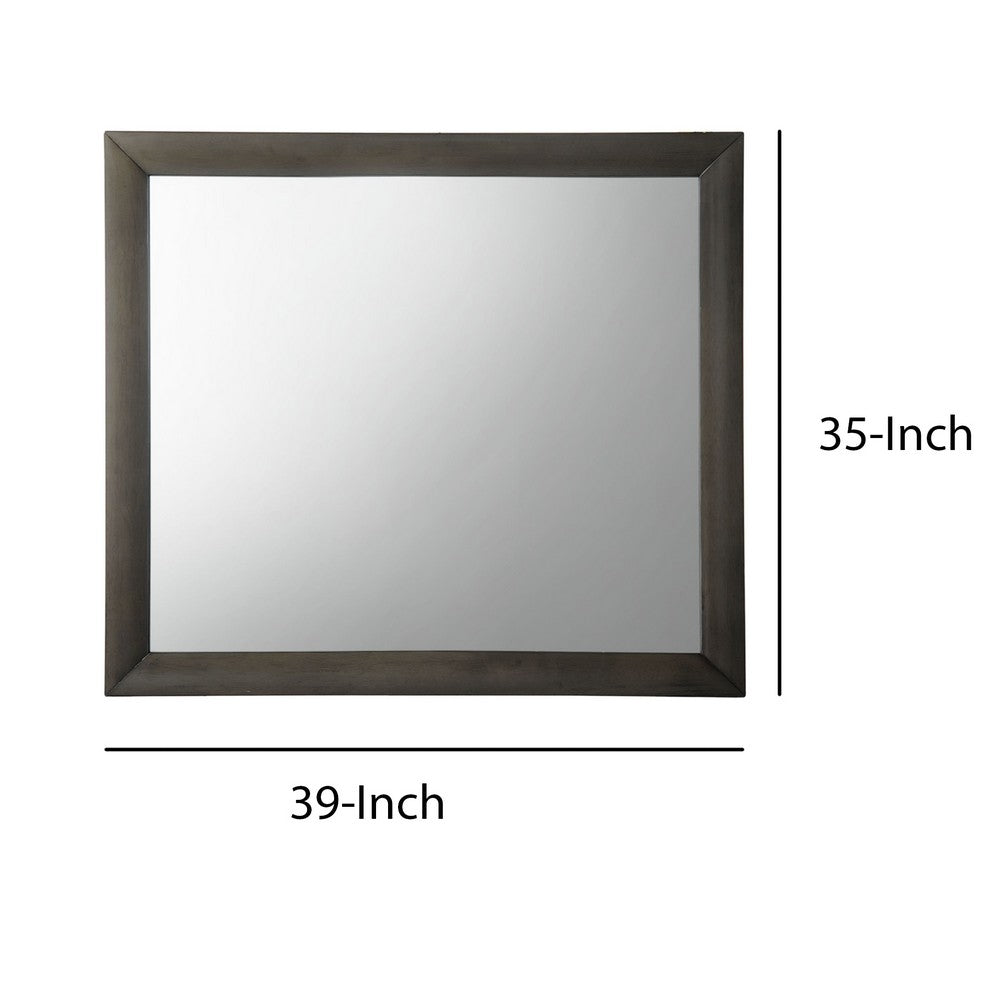 Transition Style Wooden Mirror with Rectangular Shape,Gray and Silver - BM205576