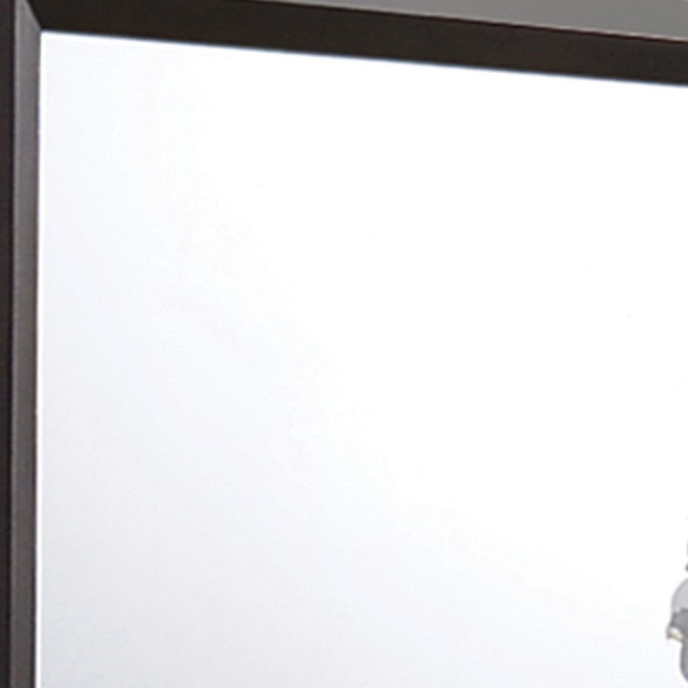 Transition Style Wooden Mirror with Rectangular Shape,Brown and Silver - BM205578