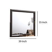Transition Style Wooden Mirror with Rectangular Shape,Brown and Silver - BM205578