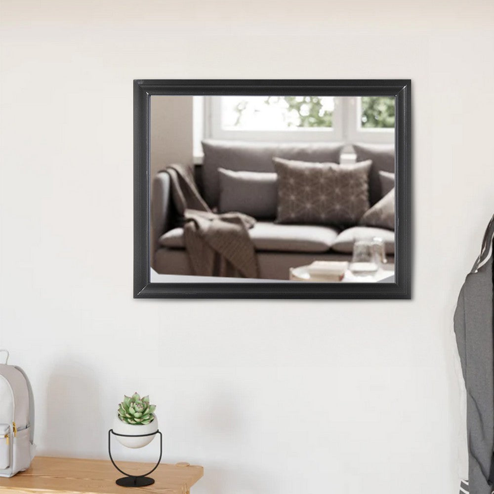 benzara Contemporary Style Wooden Mirror with Raised Frame Black - BM205585