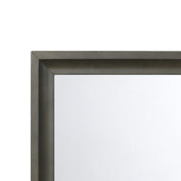 Contemporary Style Wooden Mirror with Raised Edge Framework, Gray - BM205594