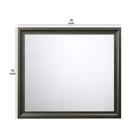 Contemporary Style Wooden Mirror with Raised Edge Framework, Gray - BM205594