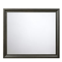 Contemporary Style Wooden Mirror with Raised Edge Framework, Gray - BM205594