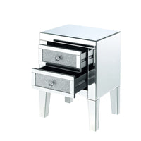 Wooden Night Table with 2 Spacious Drawers and Tapered Legs, Silver - BM205597