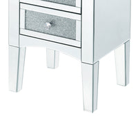 Wooden Night Table with 2 Spacious Drawers and Tapered Legs, Silver - BM205597