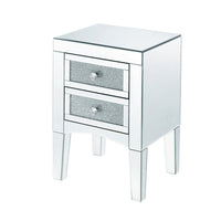 Wooden Night Table with 2 Spacious Drawers and Tapered Legs, Silver - BM205597