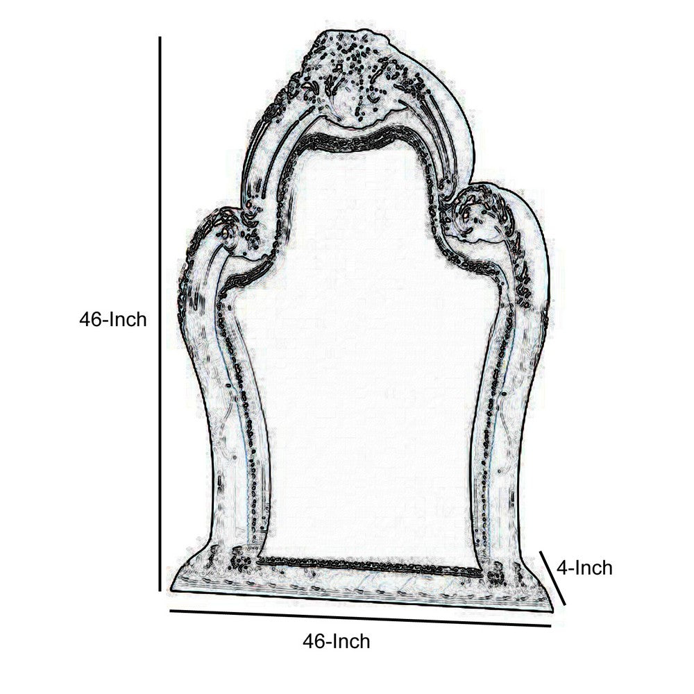 Traditional Wooden Mirror with Oversized Polyresin Scrollwork, Brown - BM205613