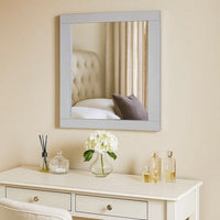 Rectangular Wooden Frame Mirror with Beveled Edges, White and Silver - BM205634