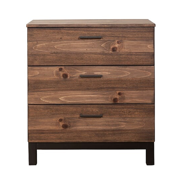 Transitional Style Wooden Chest with 3 Drawers, Small, Brown - BM205708