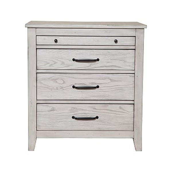 Transitional Style Three Drawer Nightstand with Pull Out Tray, Gray - BM205712