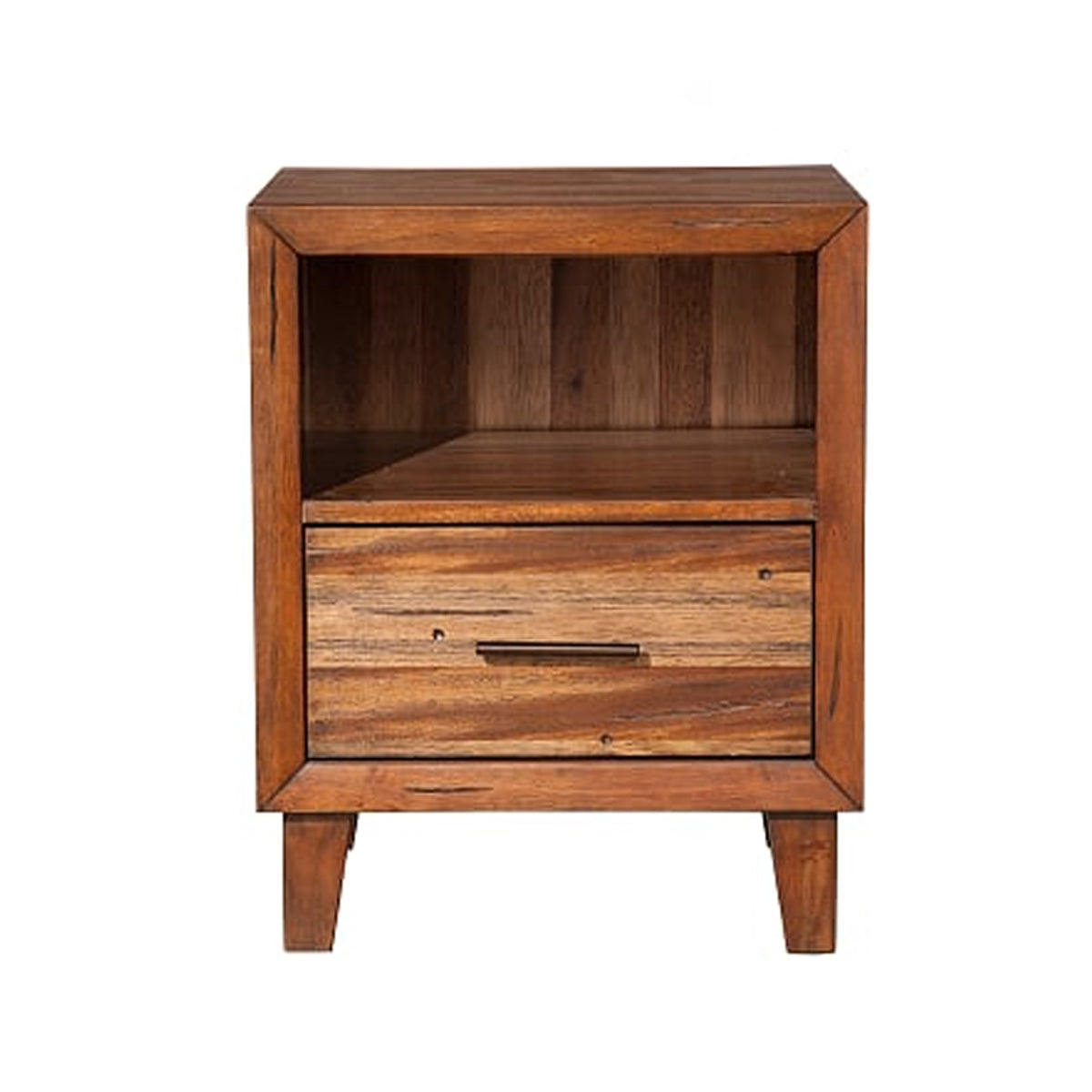 Transitional Style Nightstand with 1 Drawer and 1 Open Compartment, Brown - BM205731