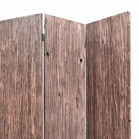 Textured and Bark Designed Wooden 3 Panel Room Divider , Natural Brown - BM205776