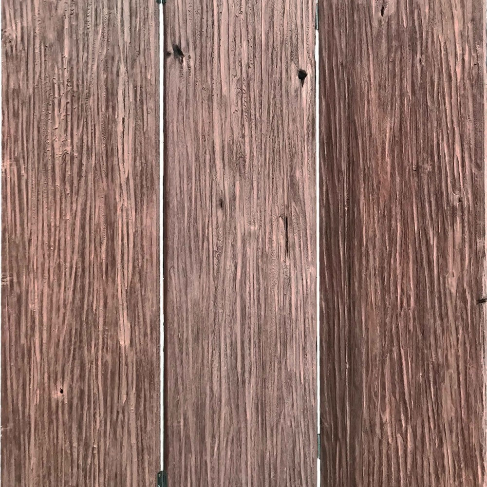 Textured and Bark Designed Wooden 3 Panel Room Divider , Natural Brown - BM205776