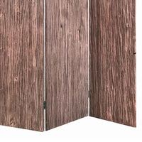 Textured and Bark Designed Wooden 3 Panel Room Divider , Natural Brown - BM205776