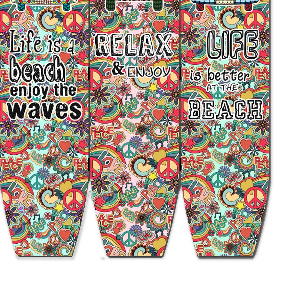 Beach Themed Surfboard Shaped 3 Panel Room Divider, Multicolor - BM205778
