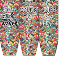Beach Themed Surfboard Shaped 3 Panel Room Divider, Multicolor - BM205778