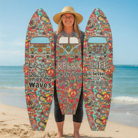 Beach Themed Surfboard Shaped 3 Panel Room Divider, Multicolor - BM205778