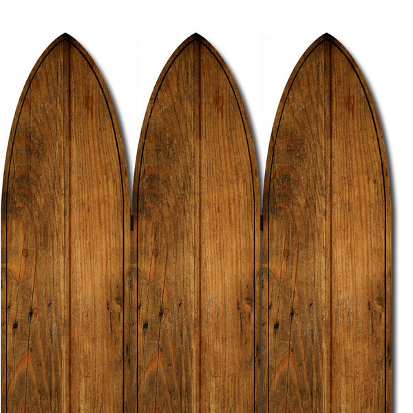 Plank Style Surfboard Shaped 3 Panel Wooden Room Divider, Brown - BM205782