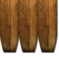 Plank Style Surfboard Shaped 3 Panel Wooden Room Divider, Brown - BM205782