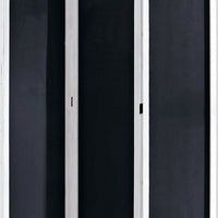 Chalkboard and Wooden 3 Panel Room Divider, Black and White - BM205784