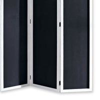 Chalkboard and Wooden 3 Panel Room Divider, Black and White - BM205784