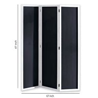 Chalkboard and Wooden 3 Panel Room Divider, Black and White - BM205784