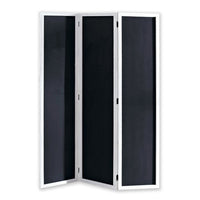 Chalkboard and Wooden 3 Panel Room Divider, Black and White - BM205784