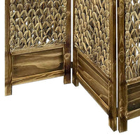 Woven Seagrass 3 Panel Wooden Room Divider, Natural Brown - BM205797