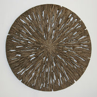 Round Shape Rotten Wood Sandstone Wall Decor with Cut Outs,Small, Oak Brown - BM205818